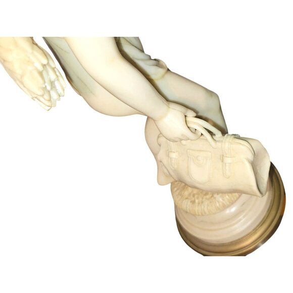 Antique Cupid Sculpture Resin Faux Ivory Resin 20" Tall Mid-Century Modern - Picture 9 of 15